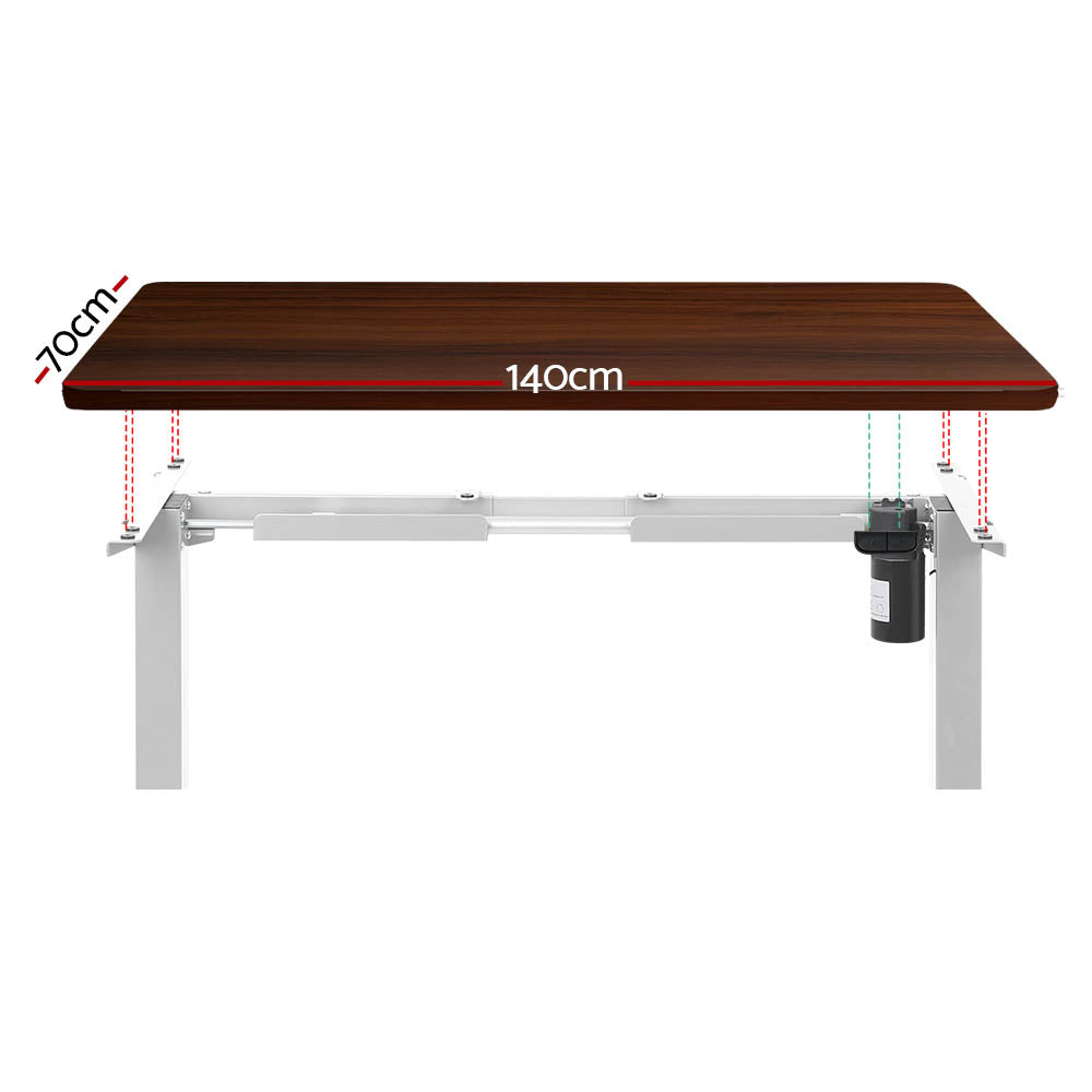 Standing Desk (Single Motor) White & Walnut 140cm - Homecoze