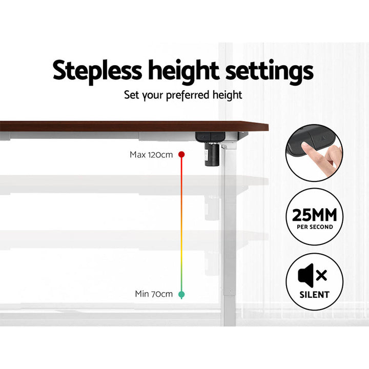 Standing Desk (Single Motor) White & Walnut 140cm