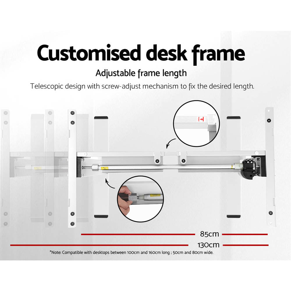 Standing Desk (Single Motor) White 140cm - Homecoze