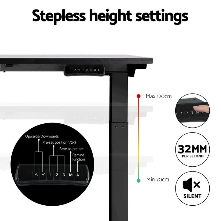 Standing Desk (Dual Motor) Black 120cm - Homecoze