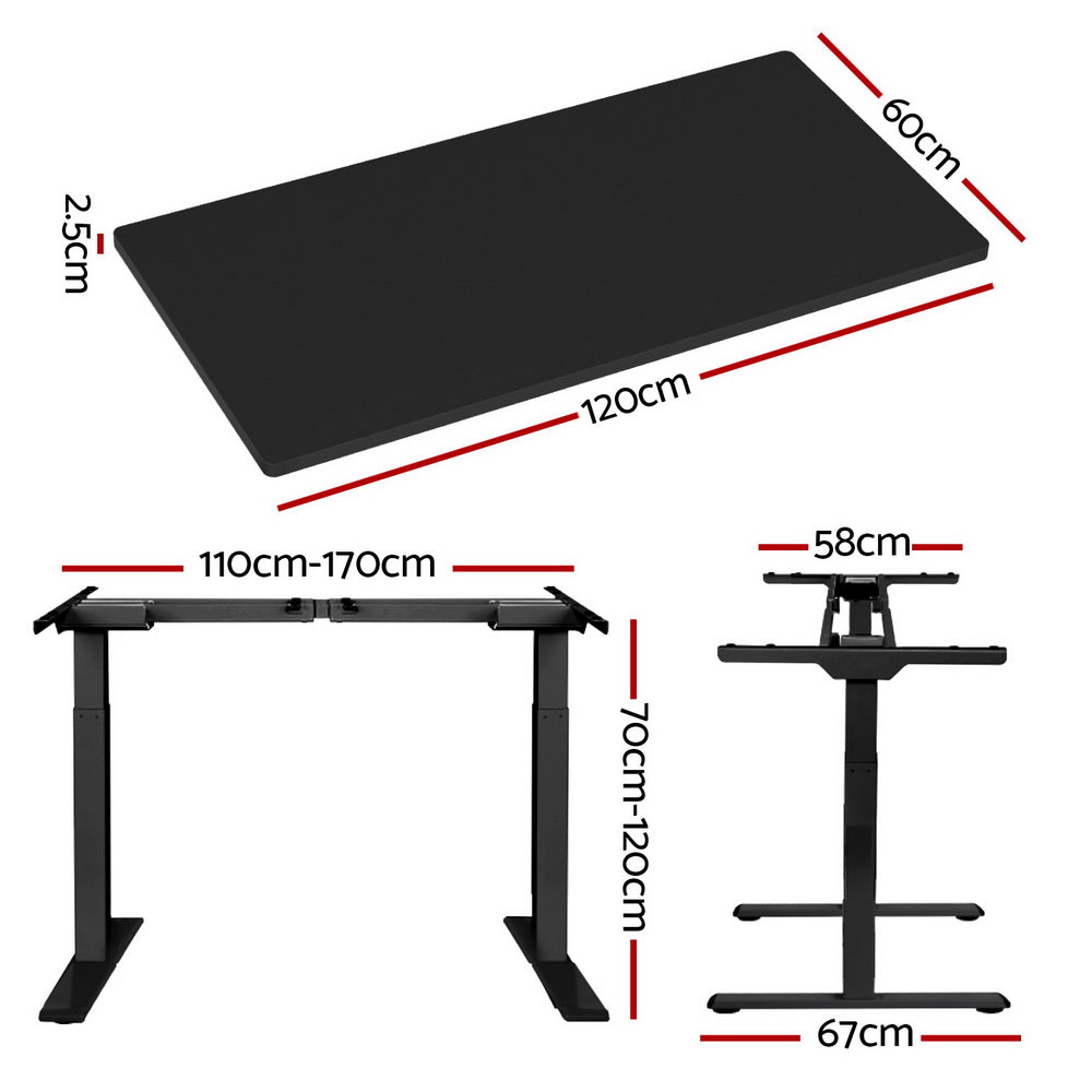 Standing Desk (Dual Motor) Black 120cm