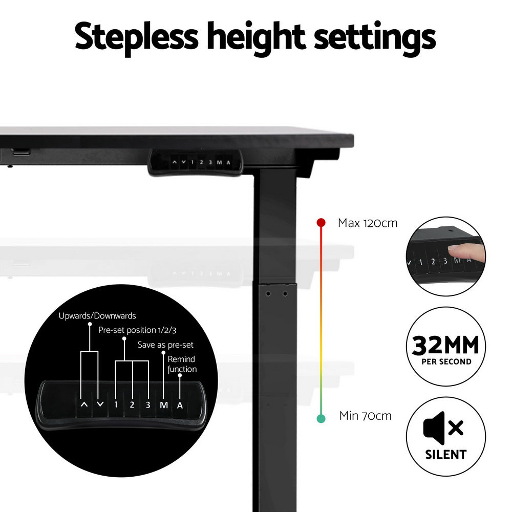 Standing Desk (Dual Motor) Black & Black 140cm - Homecoze