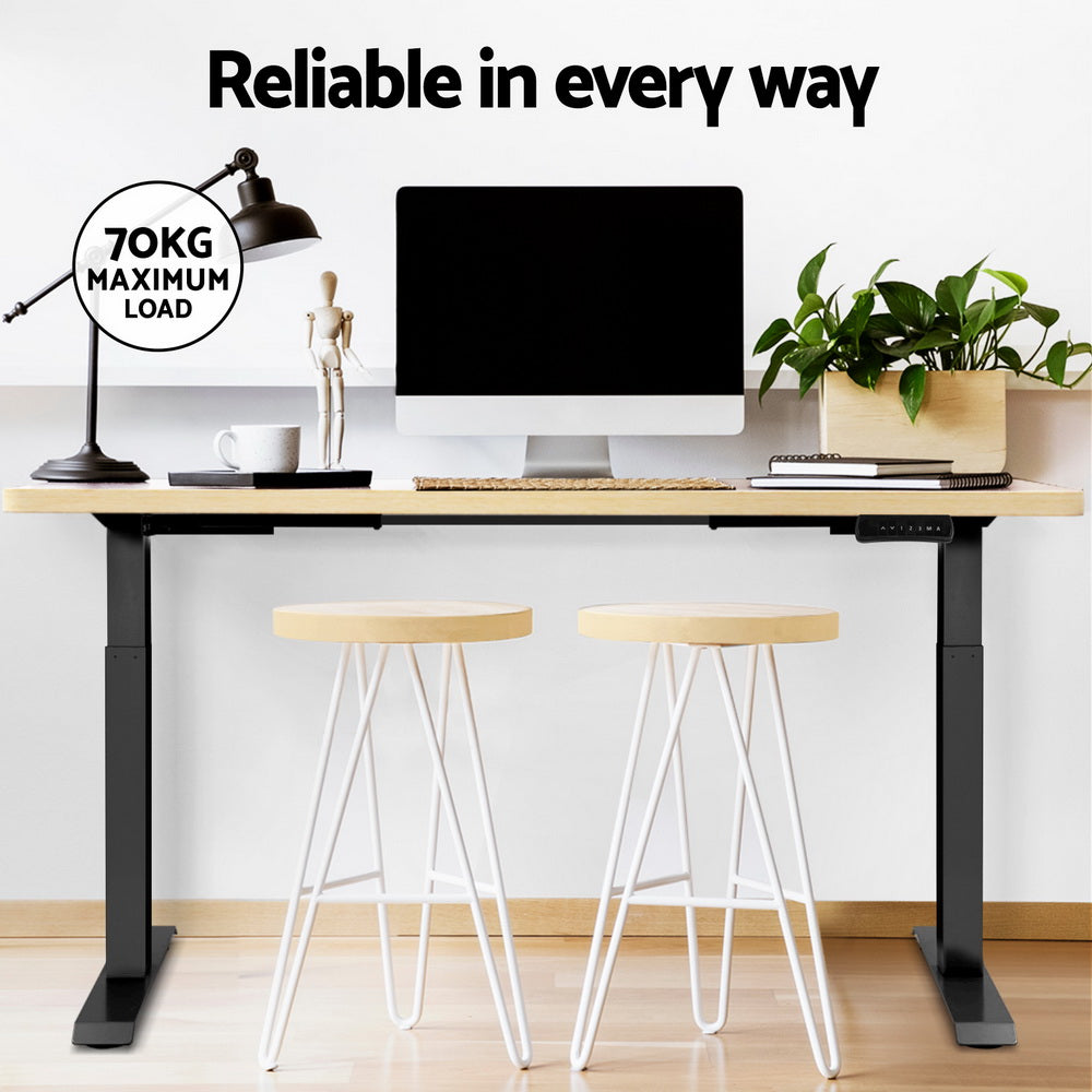 Standing Desk (Dual Motor) Black & Oak 120cm - Homecoze
