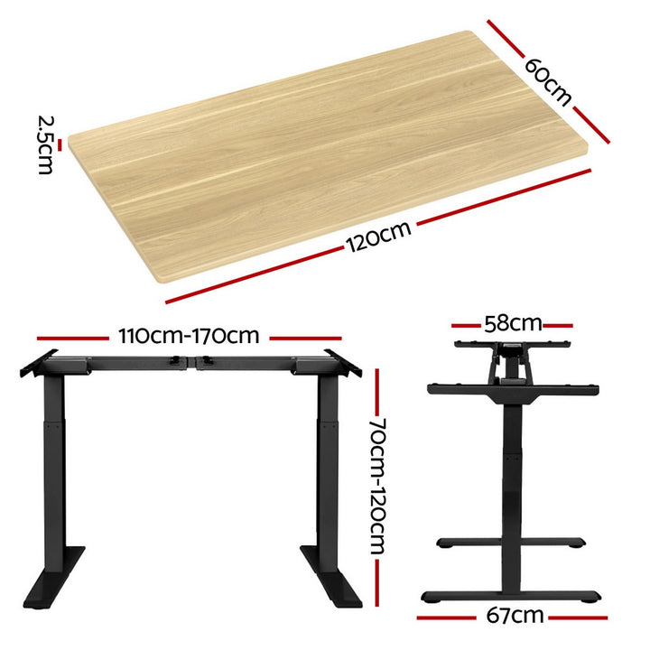 Standing Desk (Dual Motor) Black & Oak 120cm