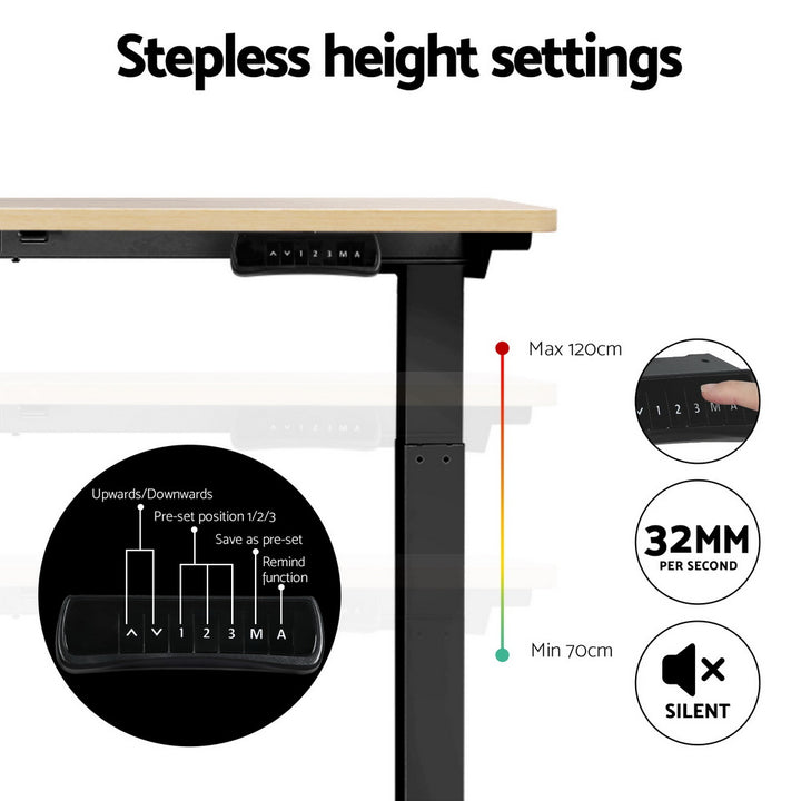 Standing Desk (Dual Motor) Black & Oak 120cm