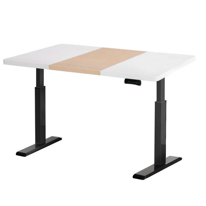 Standing Desk (Dual Motor) Black + White & Pine 120cm