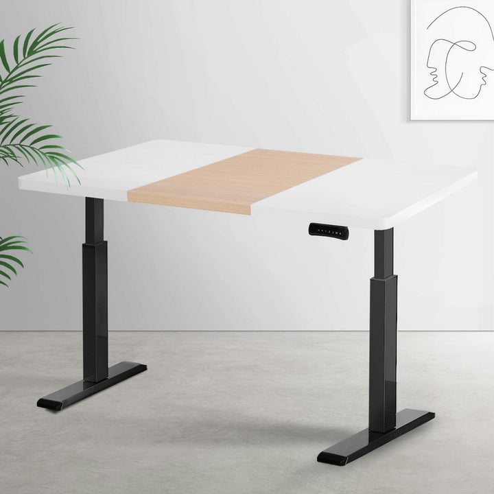 Standing Desk (Dual Motor) Black + White & Pine 120cm