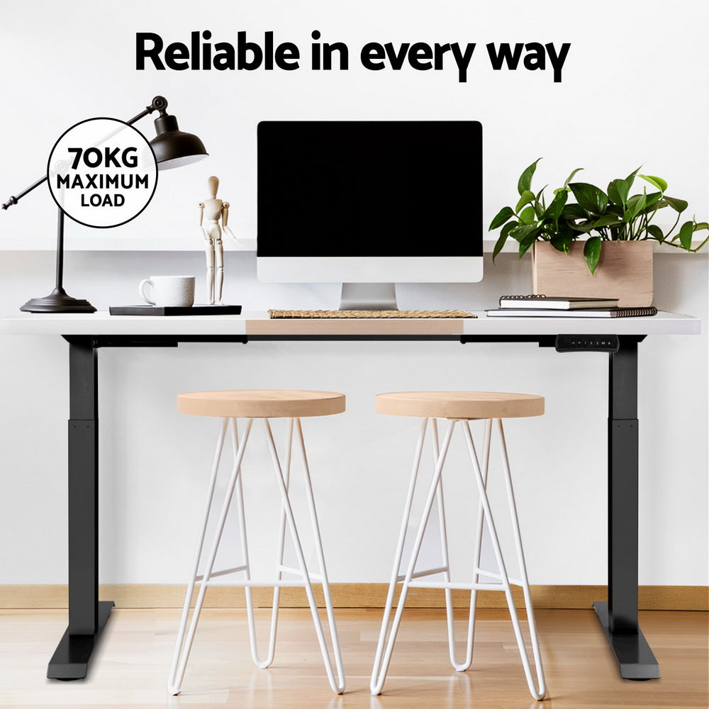 Standing Desk (Dual Motor) Black + White & Pine 120cm