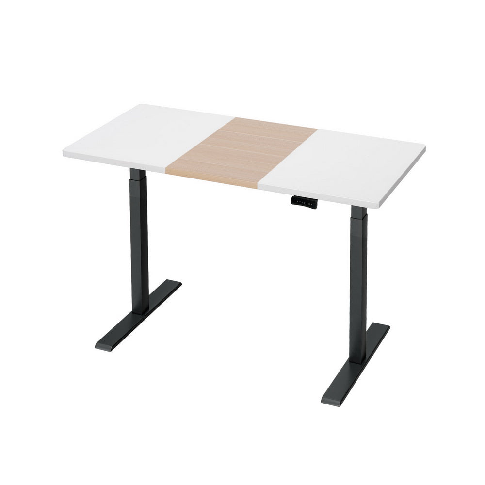 Standing Desk (Dual Motor) Black + White & Pine 120cm - Homecoze