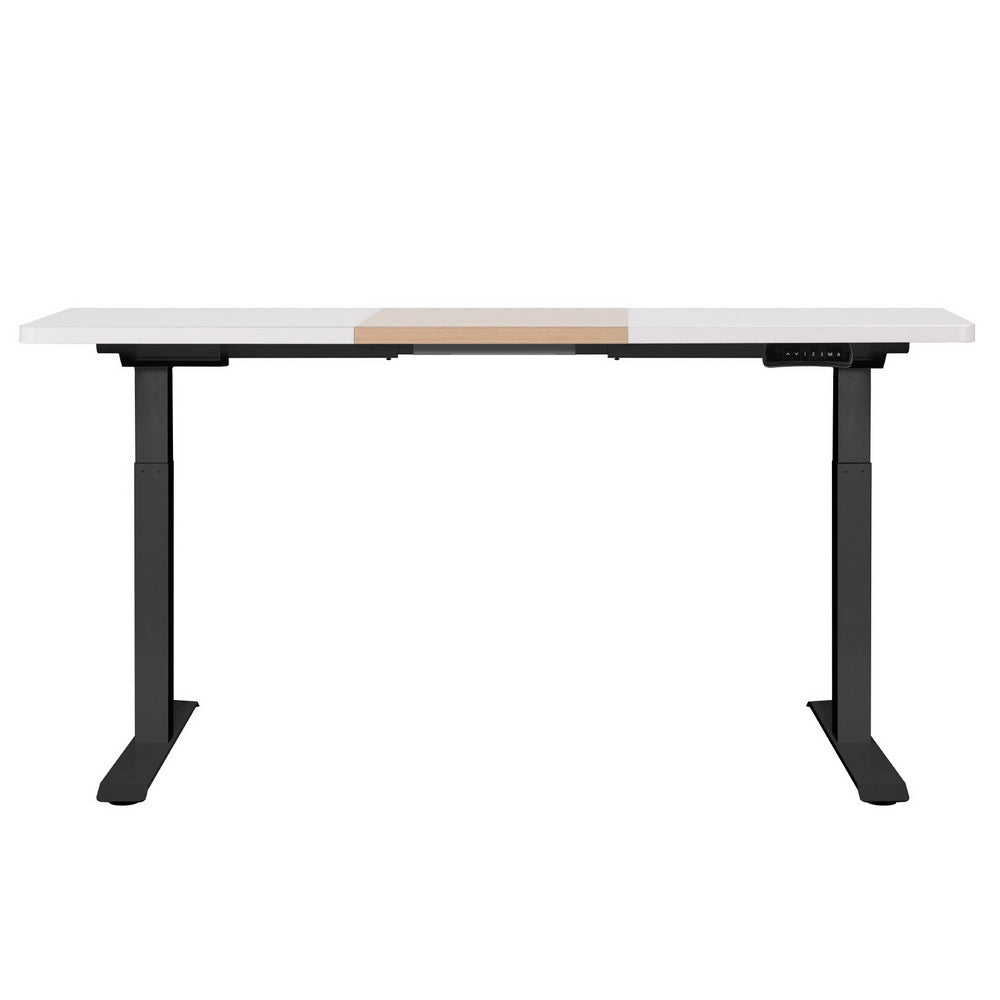 Standing Desk (Dual Motor) Black + White & Pine 140cm - Homecoze