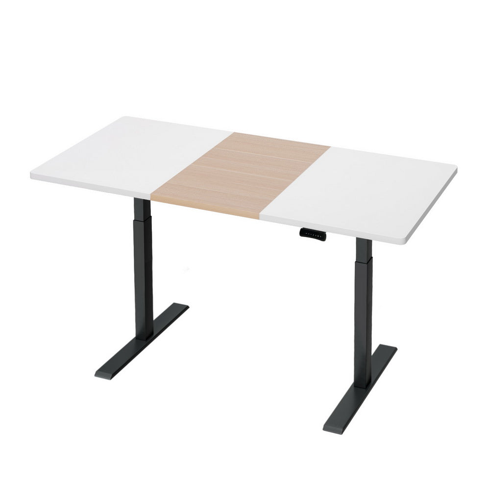 Standing Desk (Dual Motor) Black + White & Pine 140cm - Homecoze
