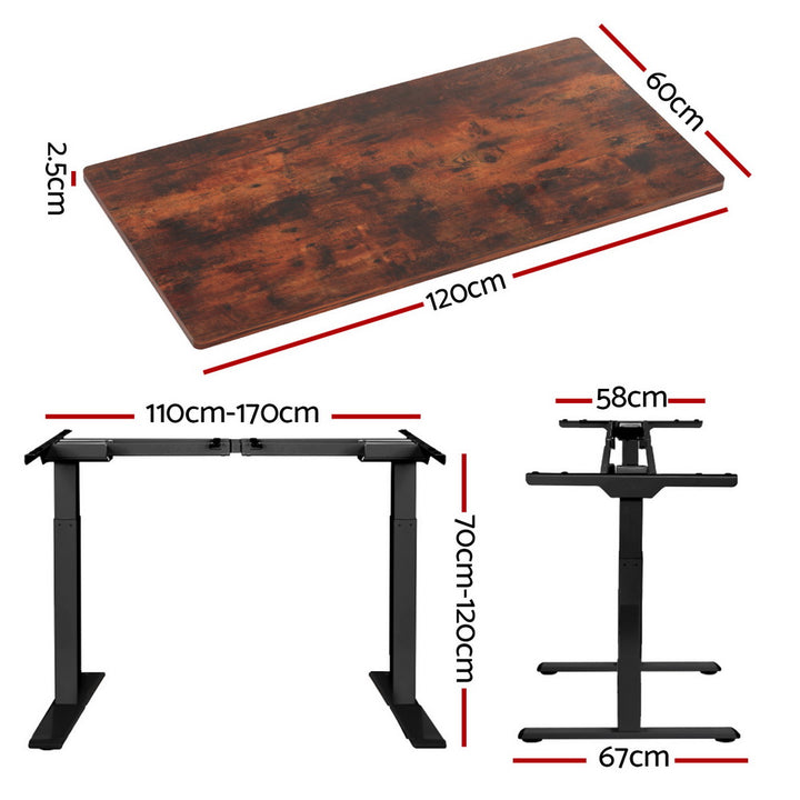 Standing Desk (Dual Motor) Black & Rustic 120cm - Homecoze