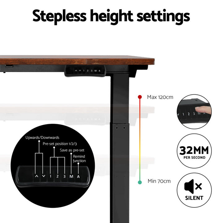 Standing Desk (Dual Motor) Black & Rustic 140cm