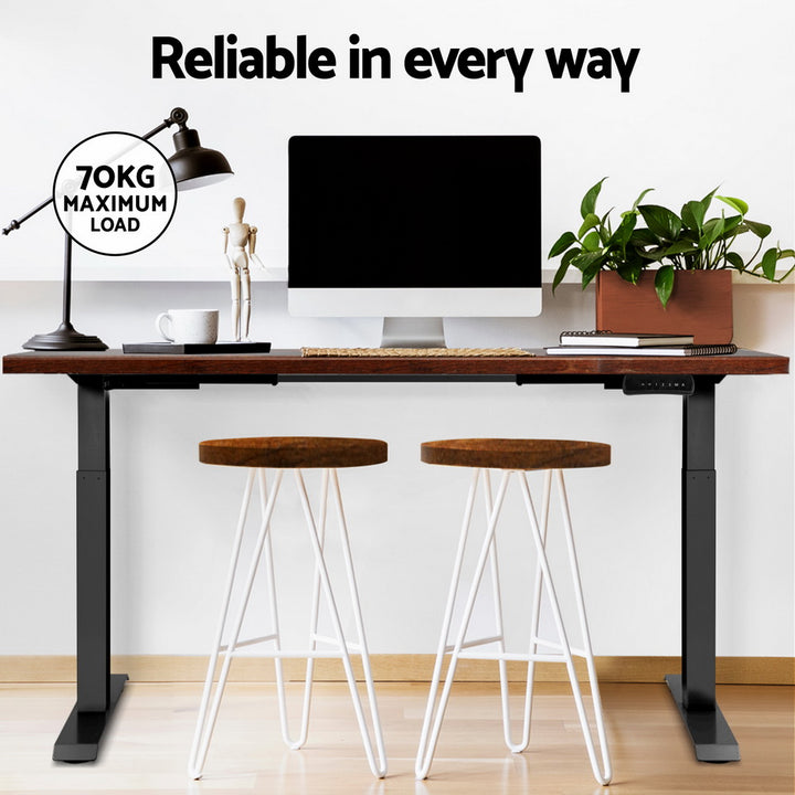 Standing Desk (Dual Motor) Black & Rustic 140cm