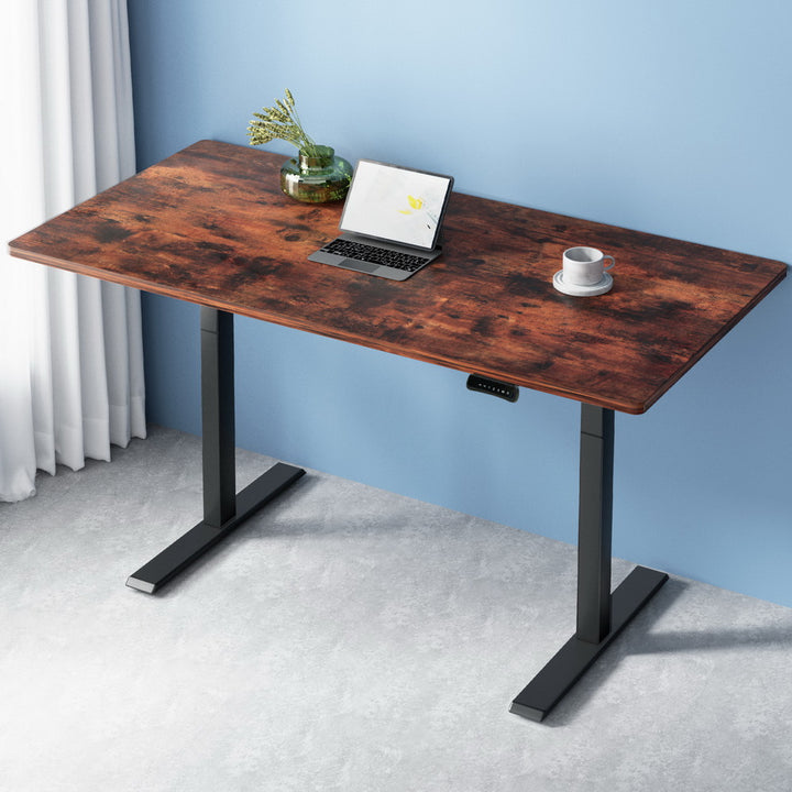 Standing Desk (Dual Motor) Black & Rustic 140cm