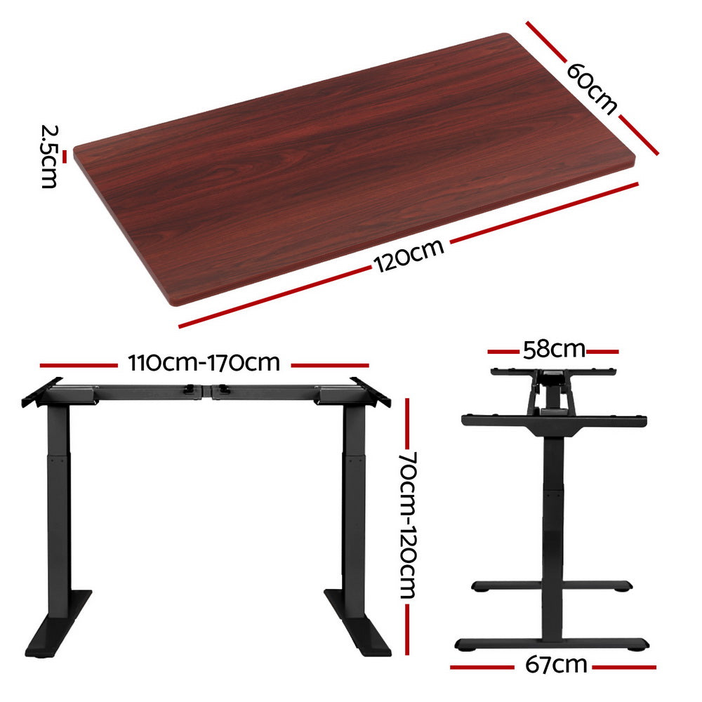 Standing Desk (Dual Motor) Black & Walnut 120cm - Homecoze