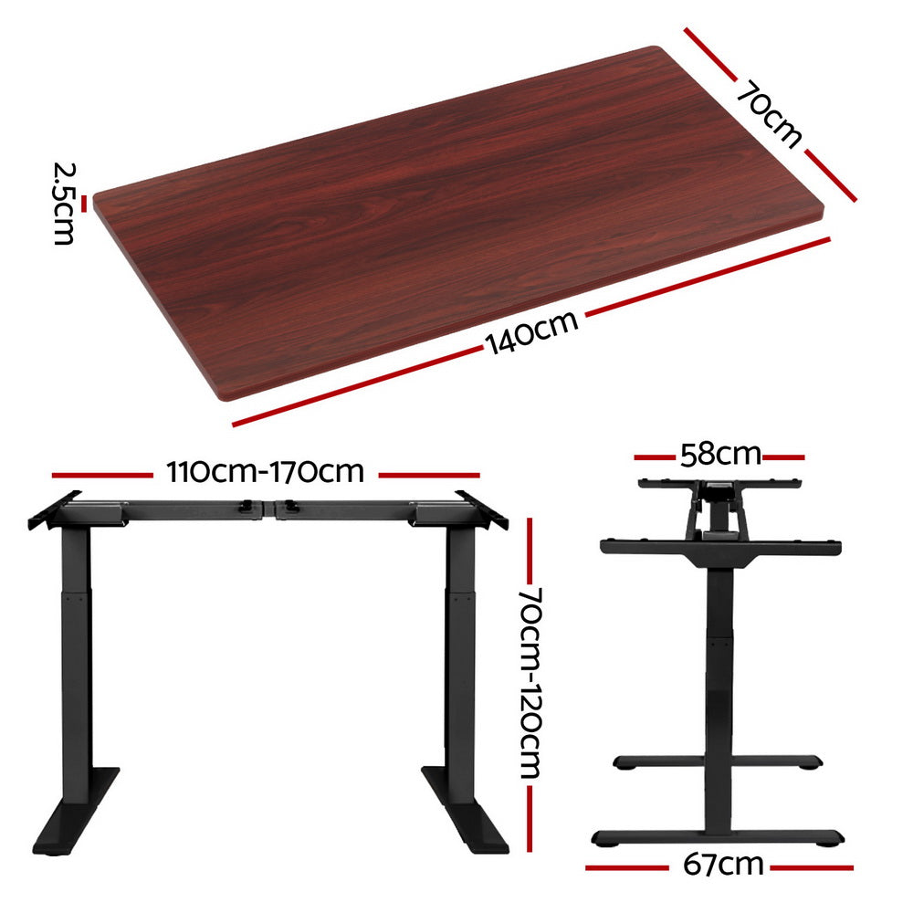 Standing Desk (Dual Motor) Black & Walnut 140cm - Homecoze