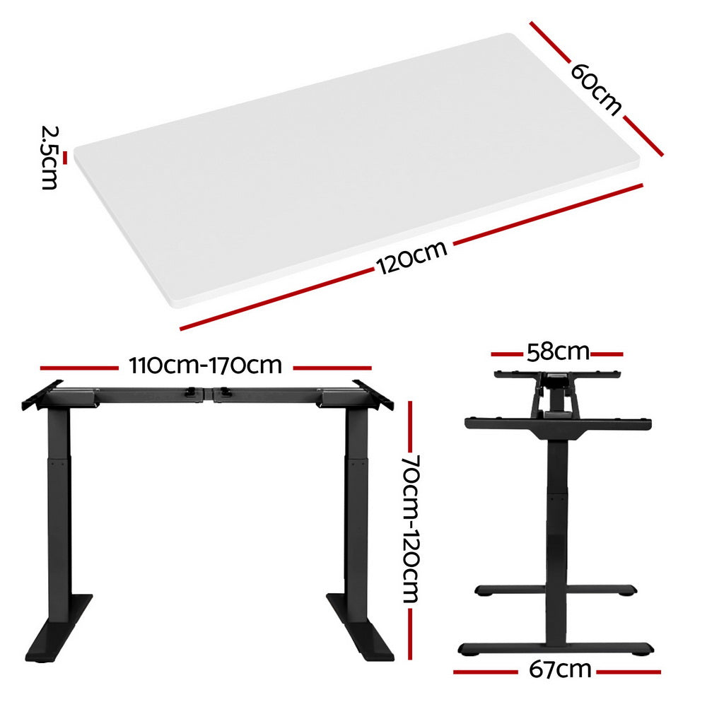 Standing Desk (Dual Motor) Black & White 120cm