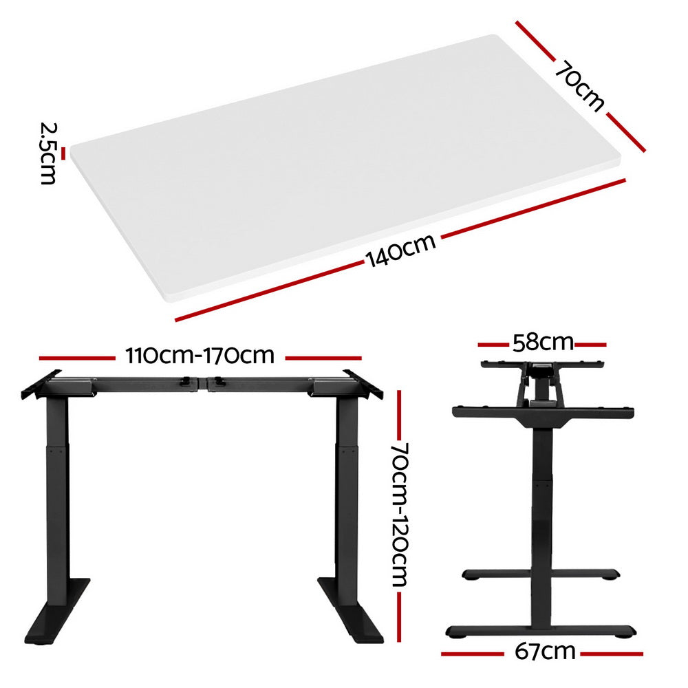 Standing Desk (Dual Motor) Black & White 140cm - Homecoze