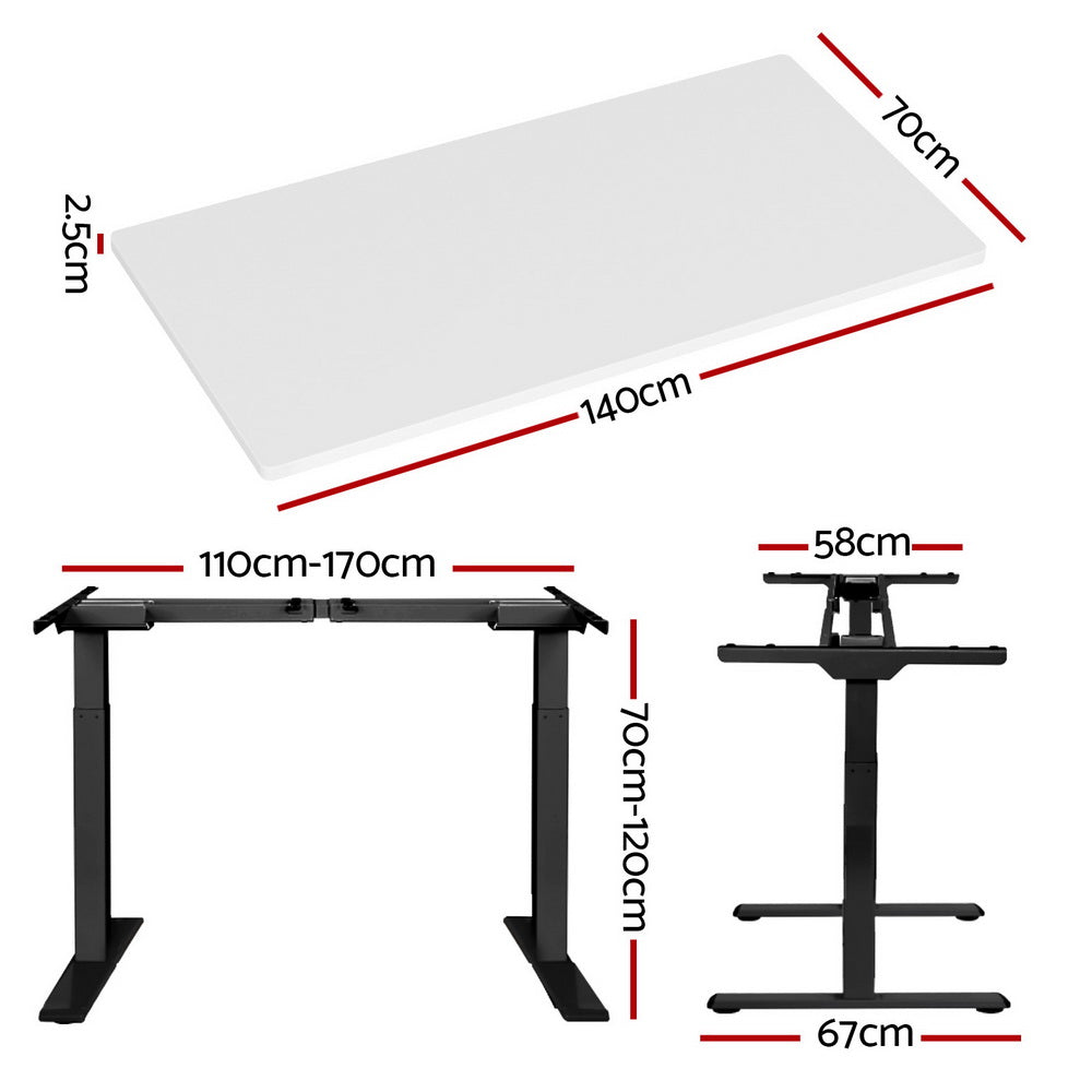 Standing Desk (Dual Motor) Black & White 140cm