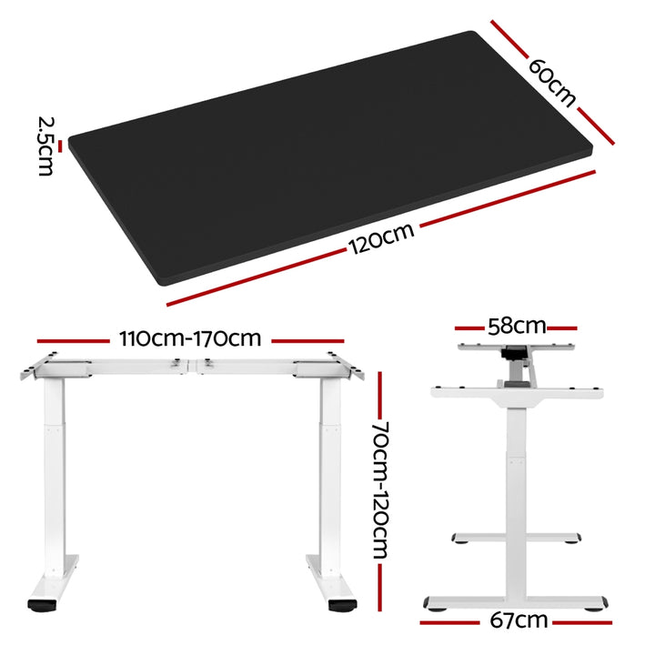 Standing Desk (Dual Motor) White & Black 120cm