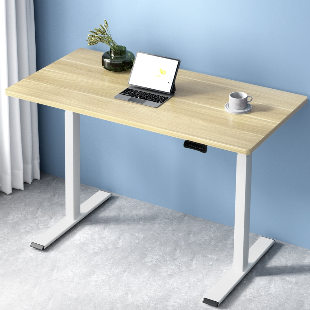 Standing Desk (Dual Motor) White & Oak 120cm - Homecoze
