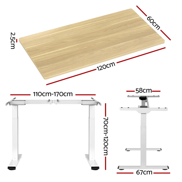 Standing Desk (Dual Motor) White & Oak 120cm - Homecoze