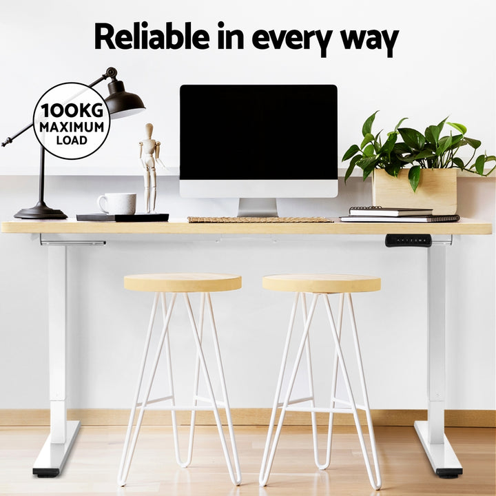 Standing Desk (Dual Motor) White & Oak 120cm - Homecoze