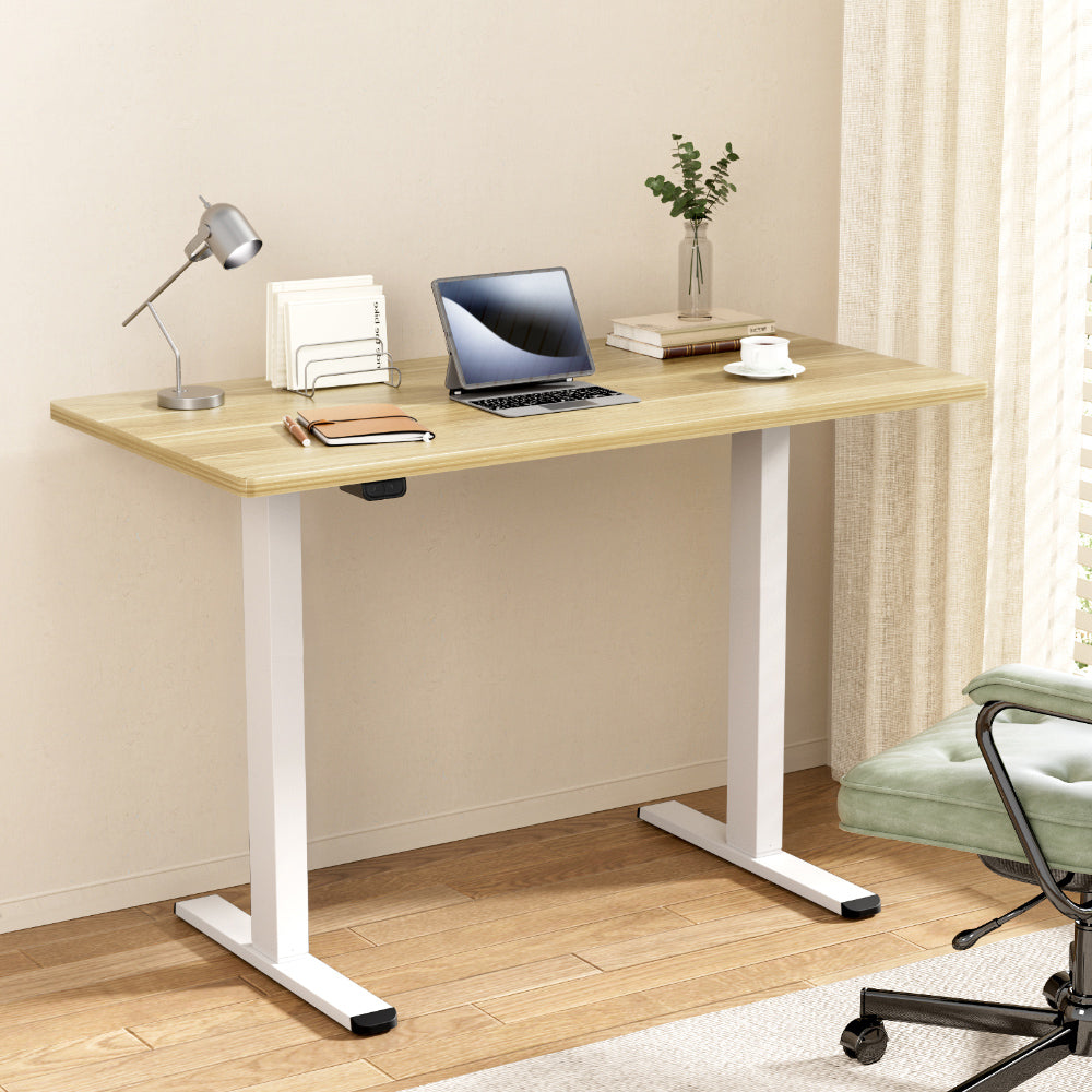 Standing Desk (Dual Motor) White & Oak 140cm - Homecoze