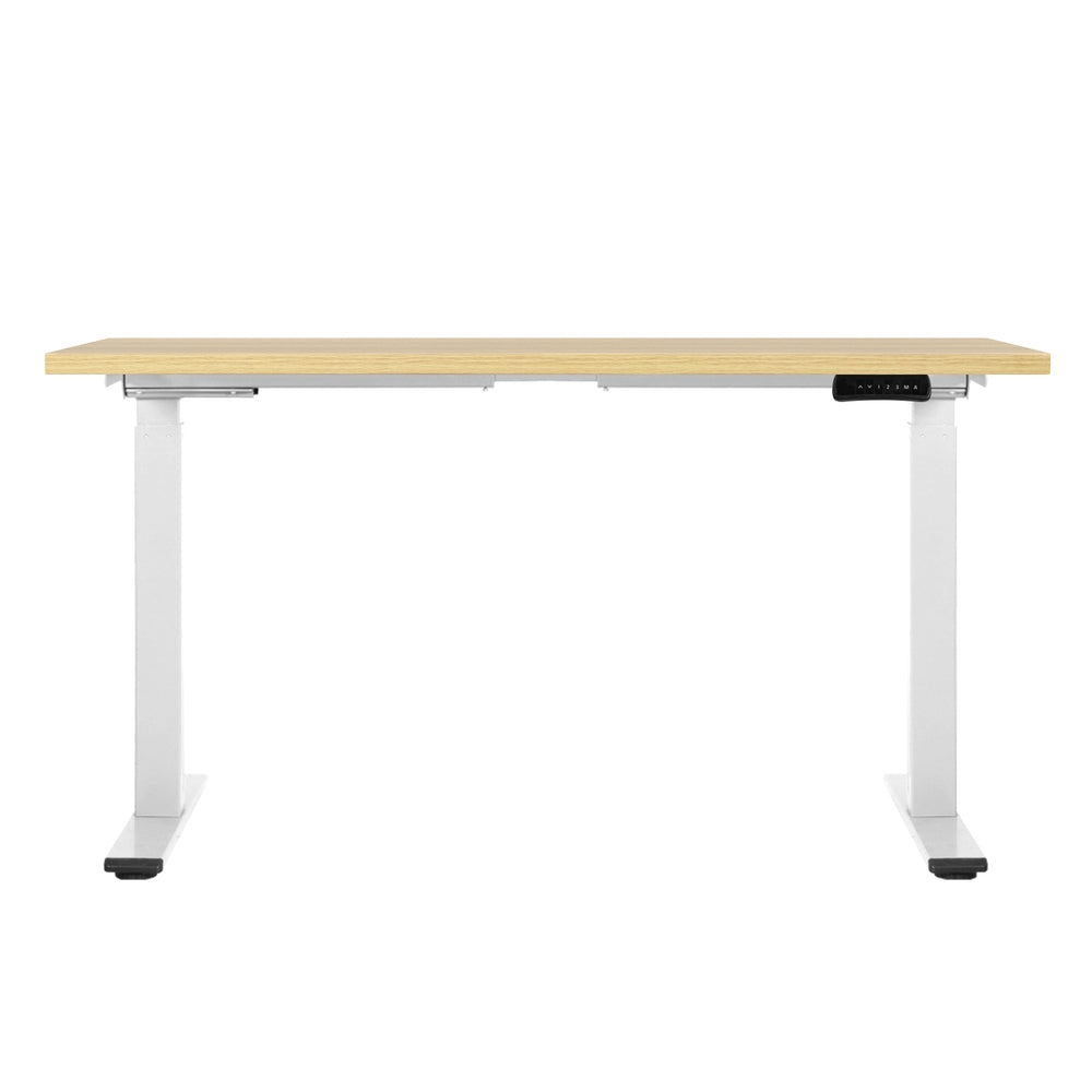 Standing Desk (Dual Motor) White & Oak 140cm - Homecoze