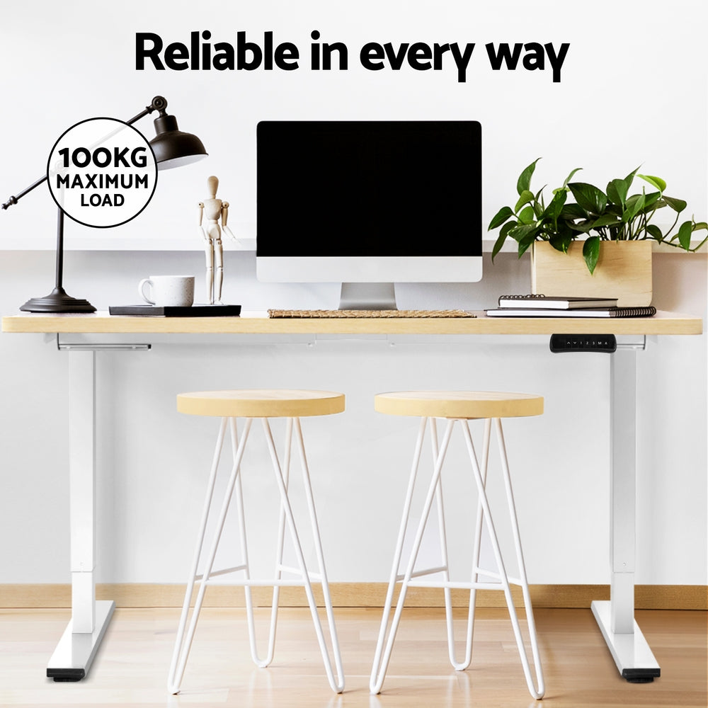 Standing Desk (Dual Motor) White & Oak 140cm