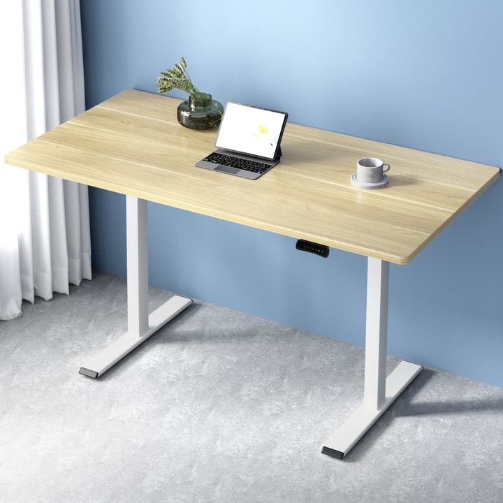 Standing Desk (Dual Motor) White & Oak 140cm