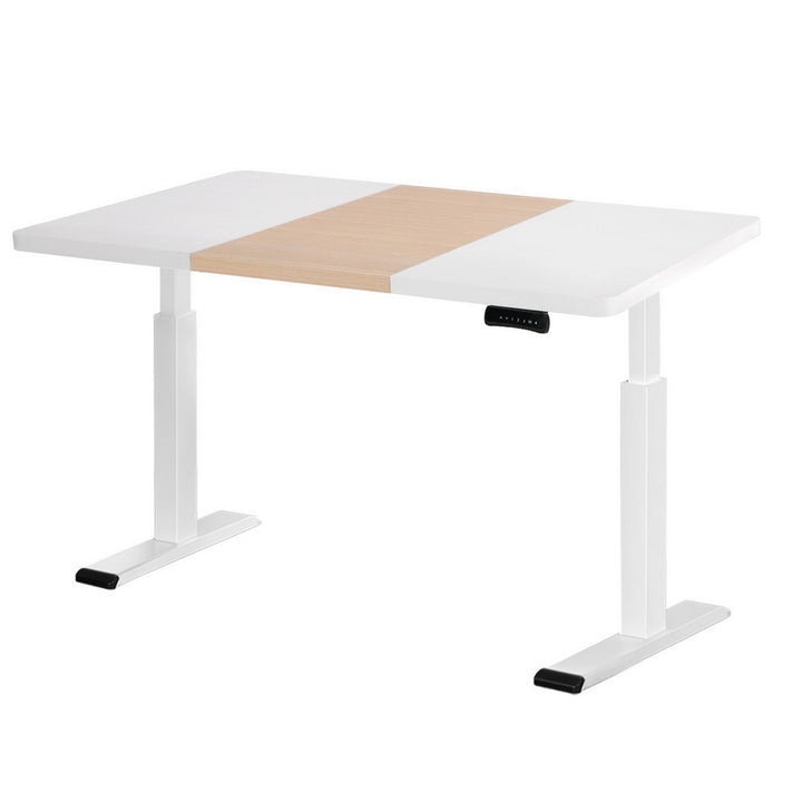 Standing Desk (Dual Motor) White + White & Pine 120cm