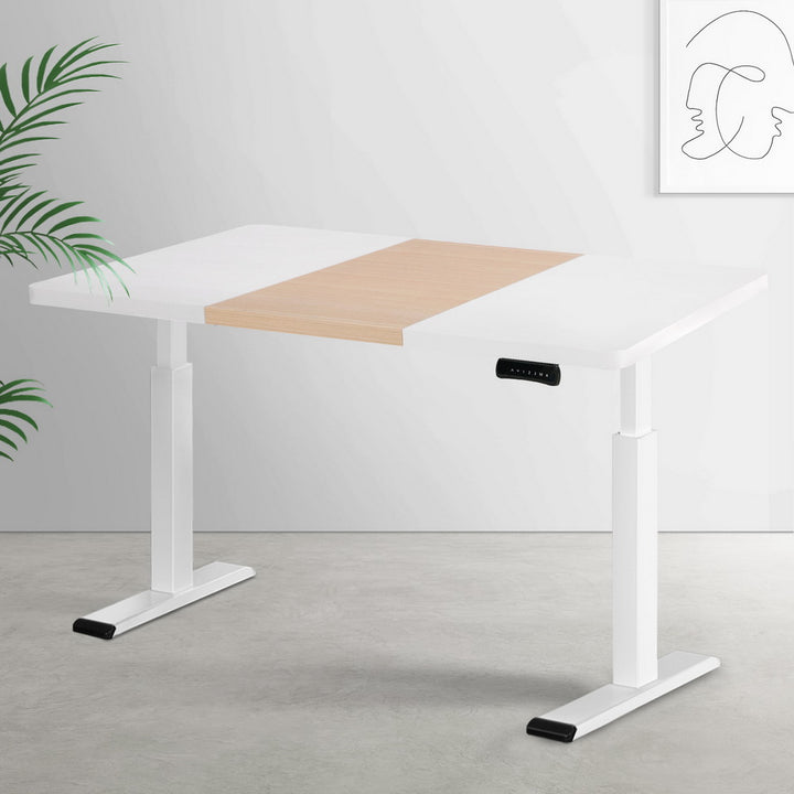 Standing Desk (Dual Motor) White + White & Pine 120cm