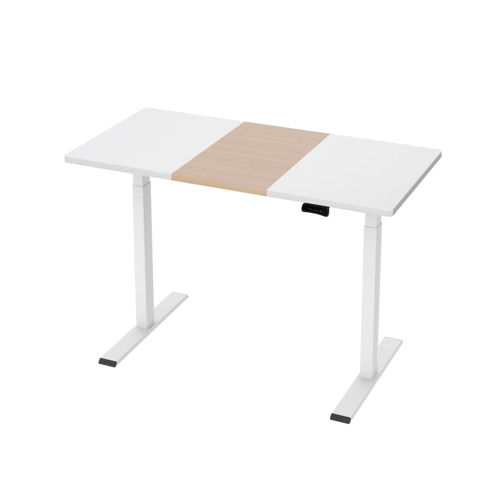 Standing Desk (Dual Motor) White + White & Pine 120cm - Homecoze