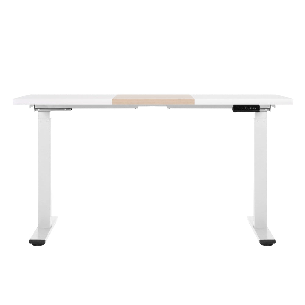 Standing Desk (Dual Motor) White + White & Pine 140cm - Homecoze