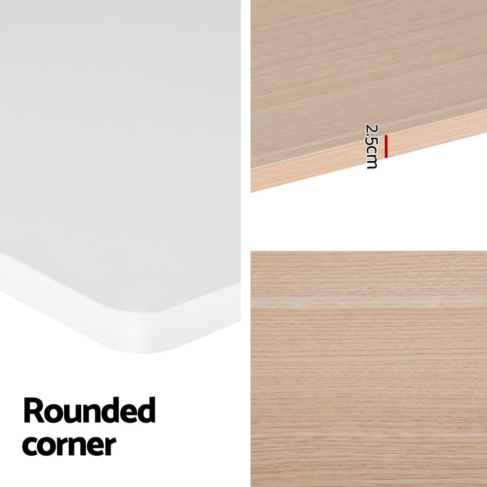 Standing Desk (Dual Motor) White + White & Pine 140cm - Homecoze