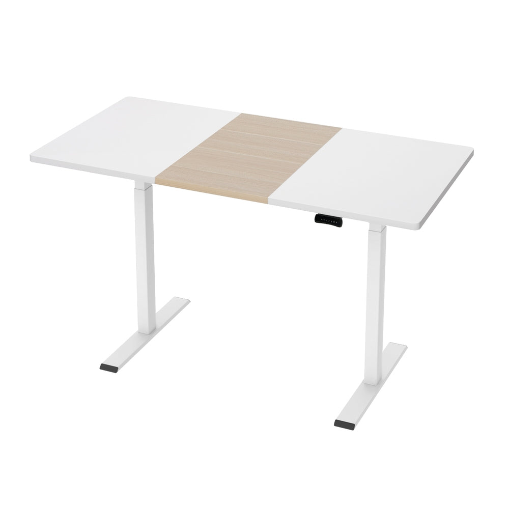 Standing Desk (Dual Motor) White + White & Pine 140cm - Homecoze