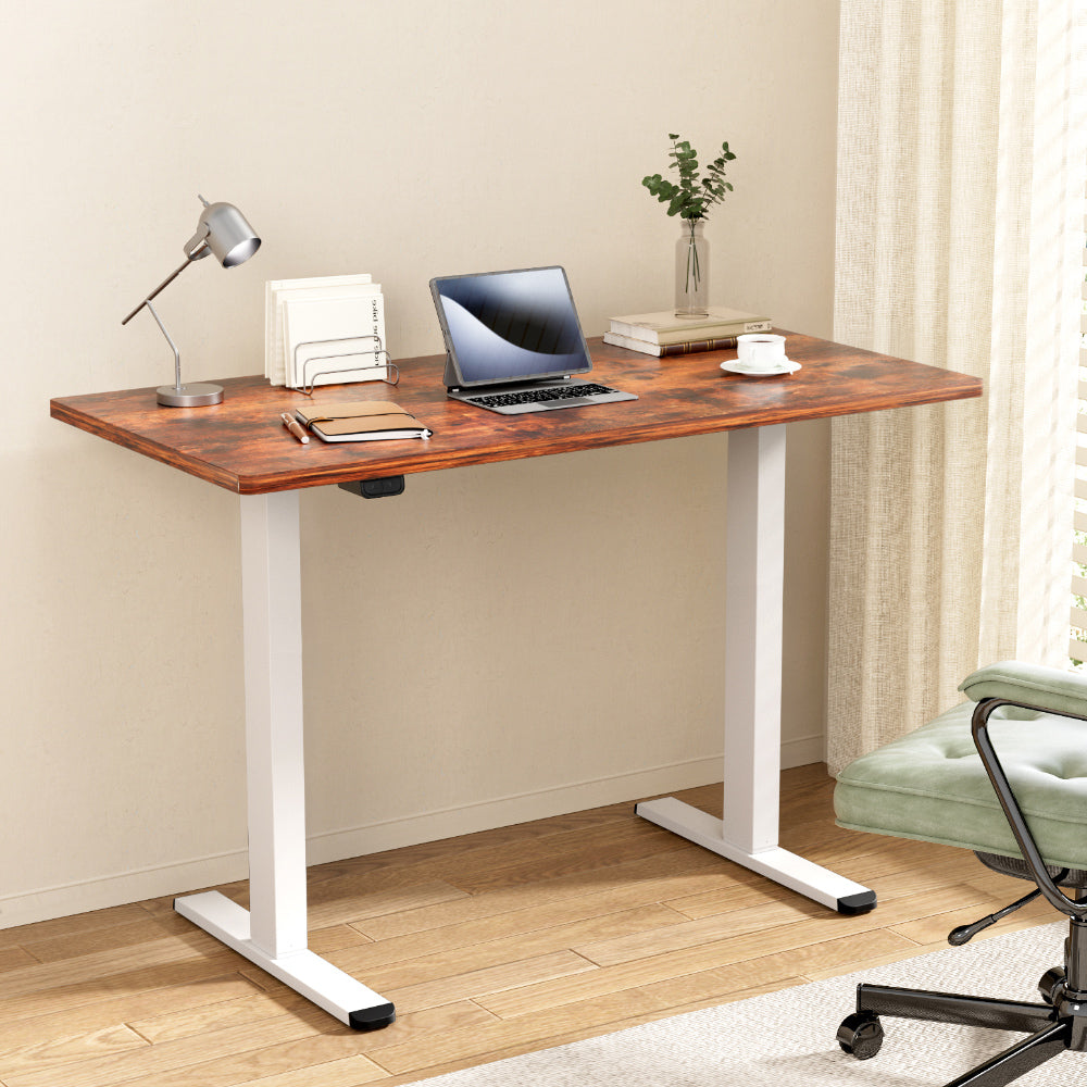 Standing Desk (Dual Motor) White & Rustic 120cm - Homecoze