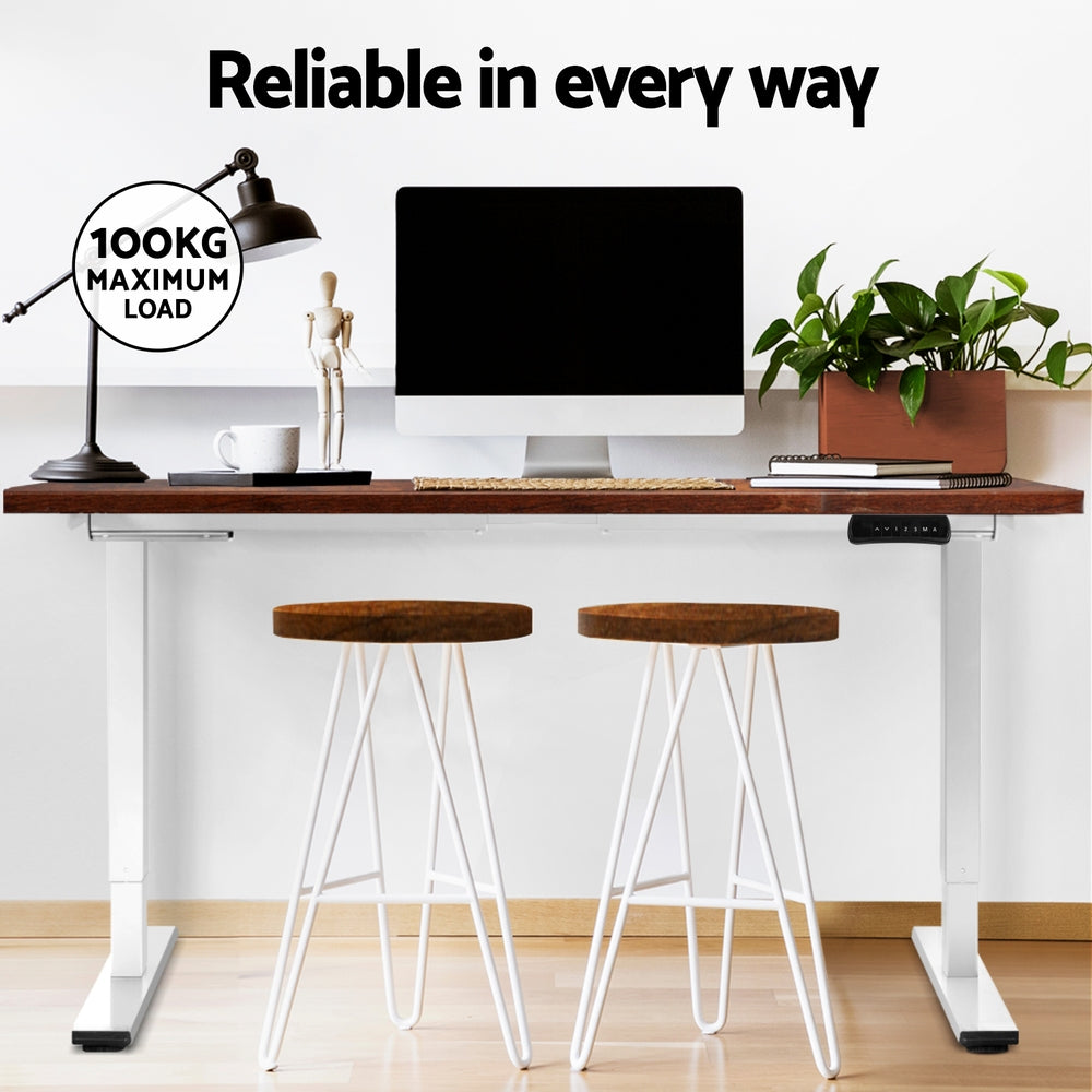 Standing Desk (Dual Motor) White & Rustic 120cm - Homecoze