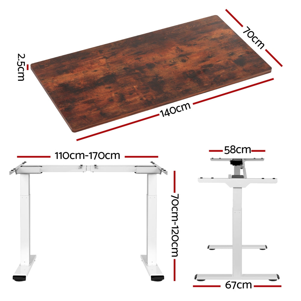 Standing Desk (Dual Motor) White & Rustic 140cm - Homecoze