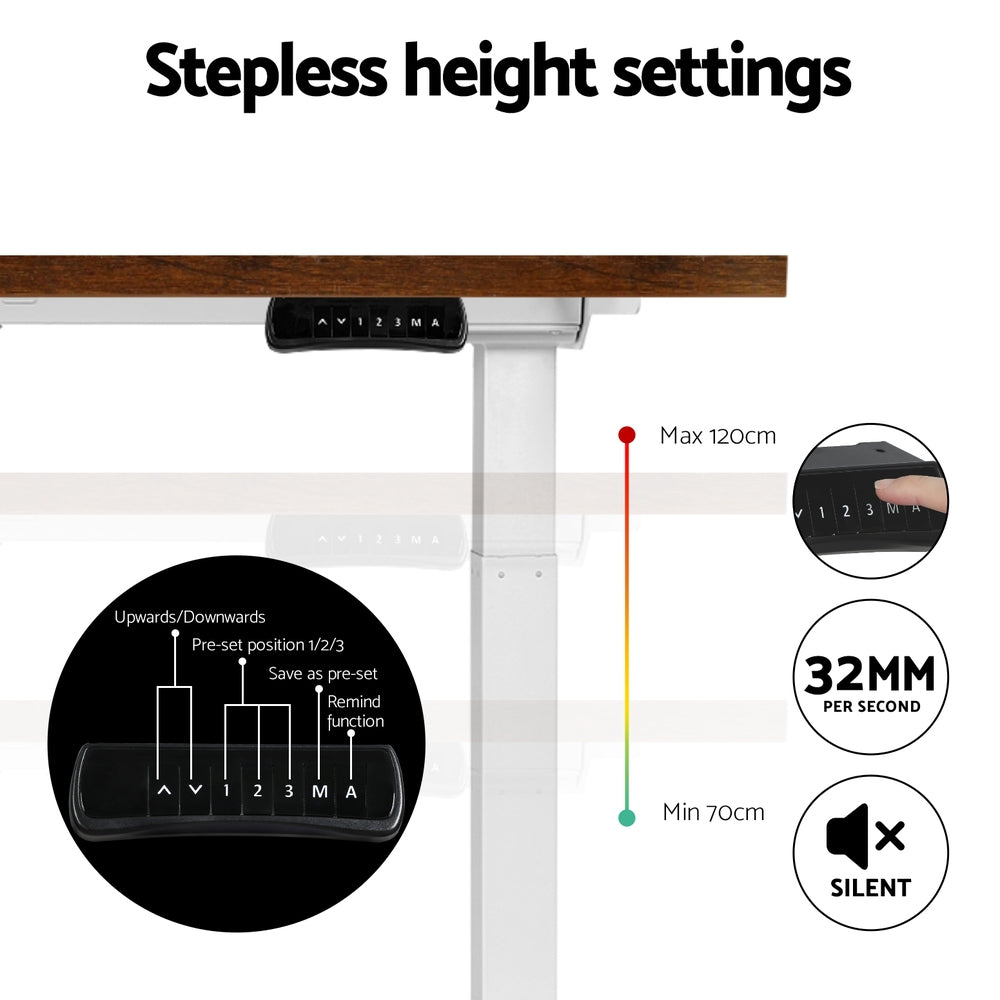 Standing Desk (Dual Motor) White & Rustic 140cm - Homecoze