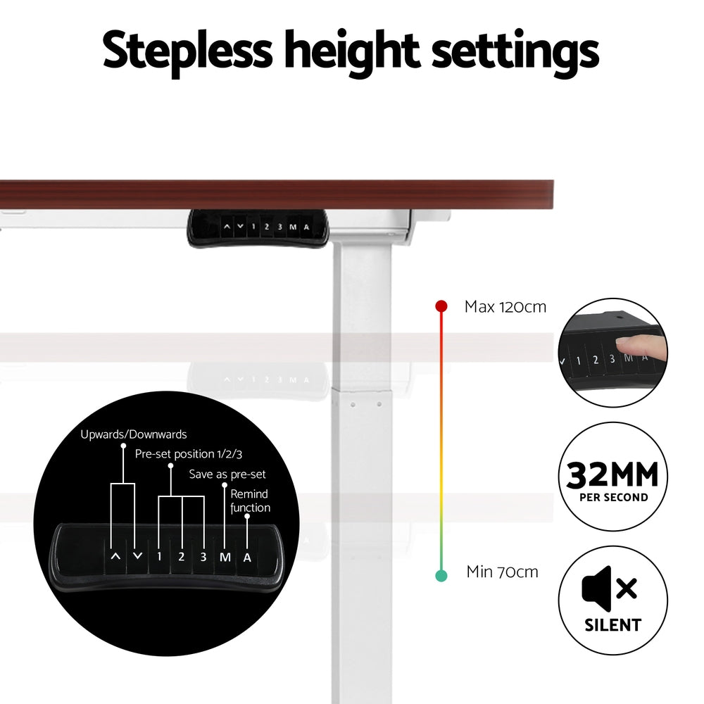 Standing Desk (Dual Motor) White & Walnut 120cm - Homecoze