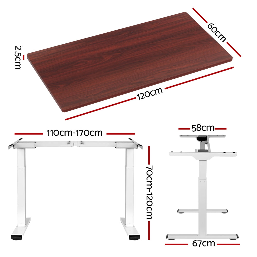 Standing Desk (Dual Motor) White & Walnut 120cm