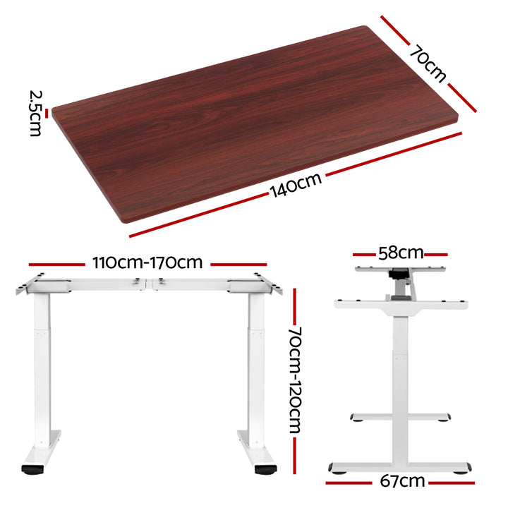 Standing Desk (Dual Motor) White & Walnut 140cm - Homecoze