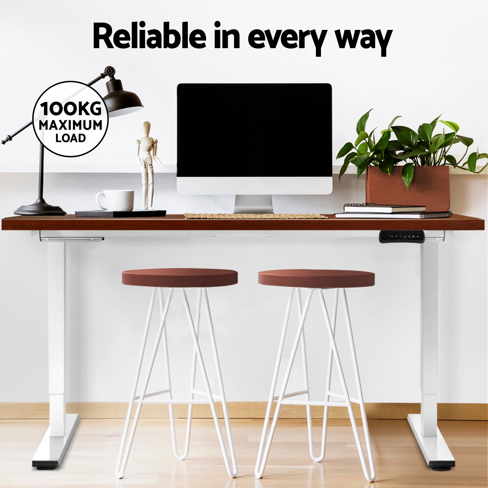 Standing Desk (Dual Motor) White & Walnut 140cm - Homecoze