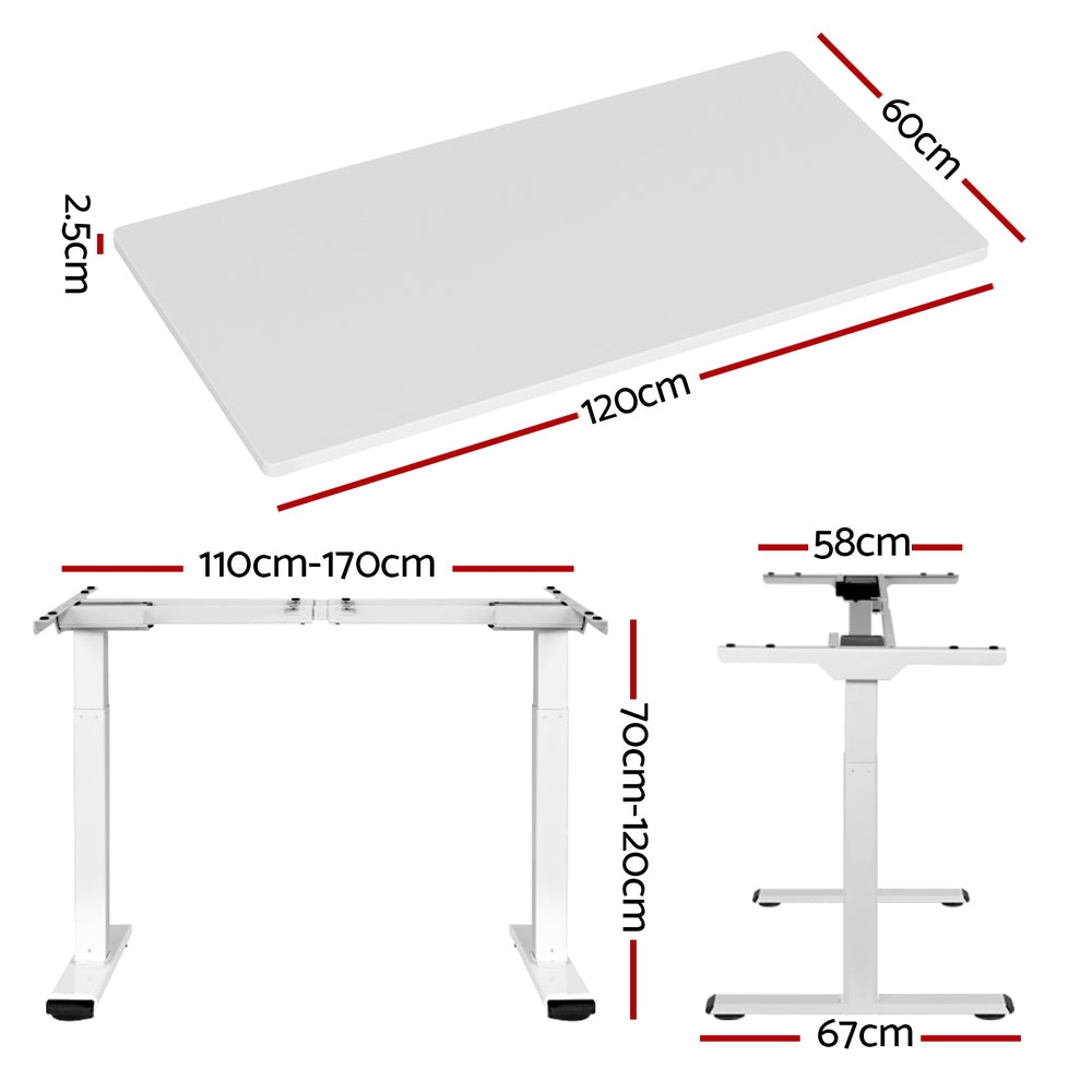 Standing Desk (Dual Motor) White 120cm - Homecoze