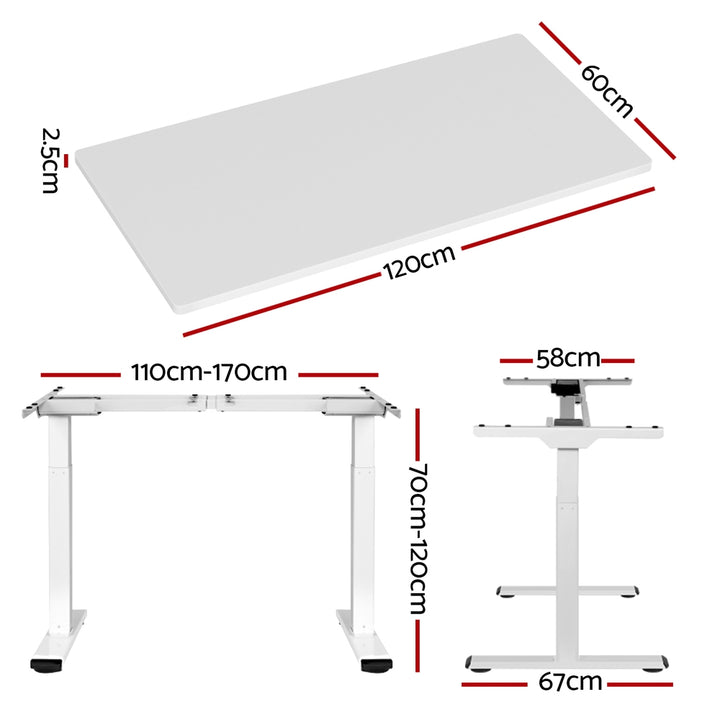 Standing Desk (Dual Motor) White 120cm - Homecoze