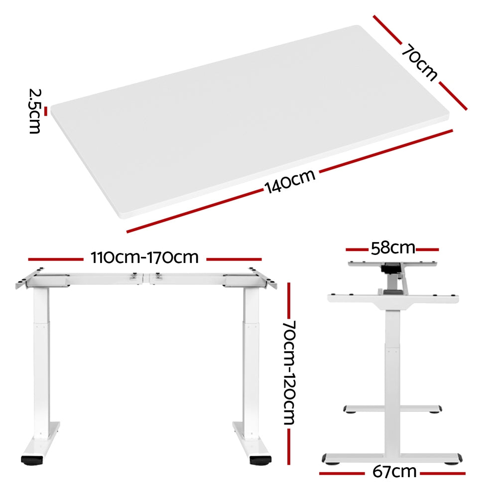 Standing Desk (Dual Motor) White 140cm - Homecoze