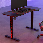 Gaming LED Standing Desk (Single Motor) Black 140cm - Homecoze